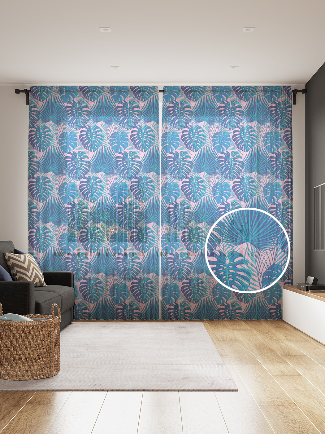 

Фототюль JoyArty "Широкие тропические листья", 145x265см, 2 полотна, лента, 50 крючков, Широкие тропические листья