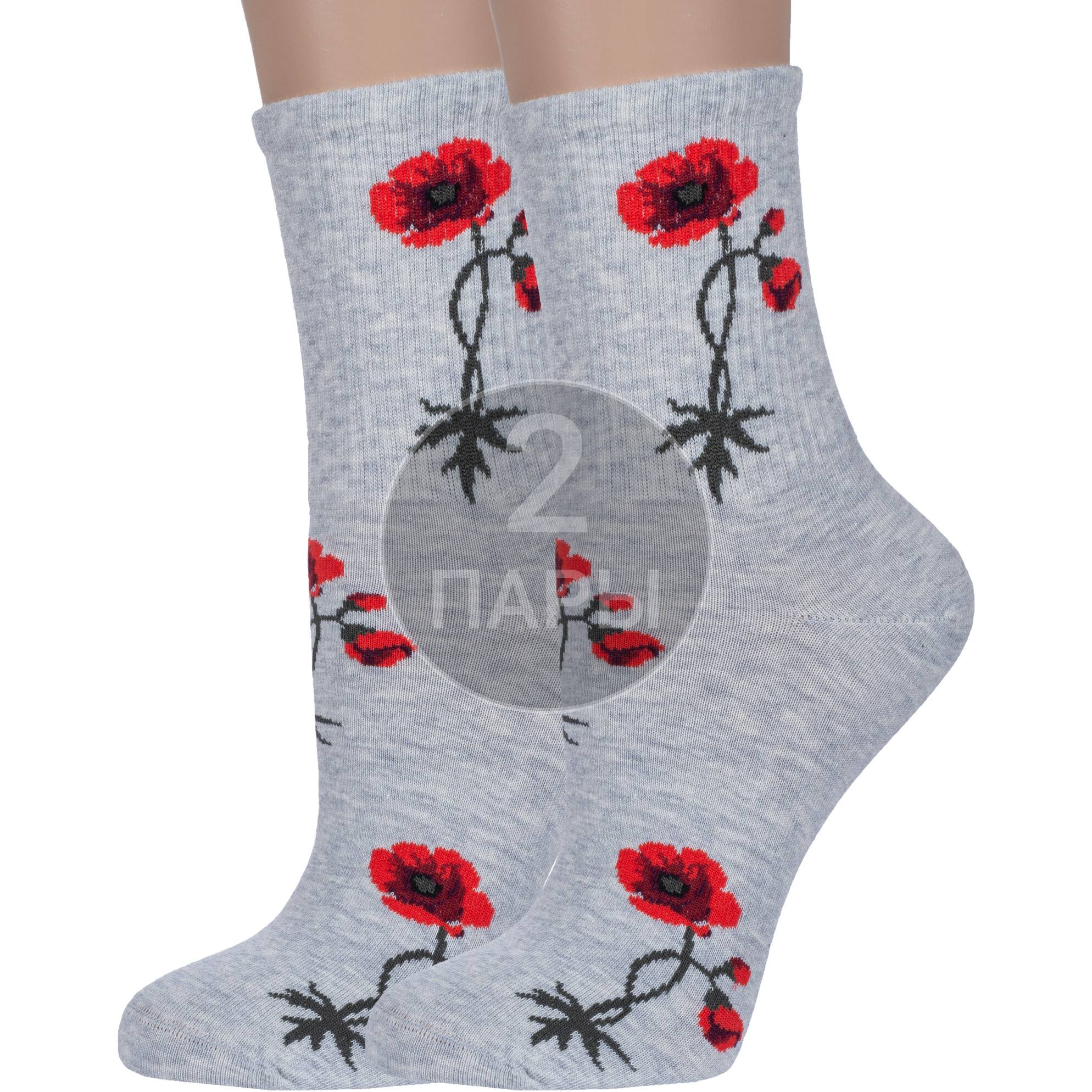 Комплект носков женских Красная Ветка 2-С-1282 серых 23-25, 2 пары