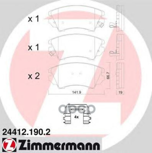 

Тормозные колодки ZIMMERMANN дисковые 244121902