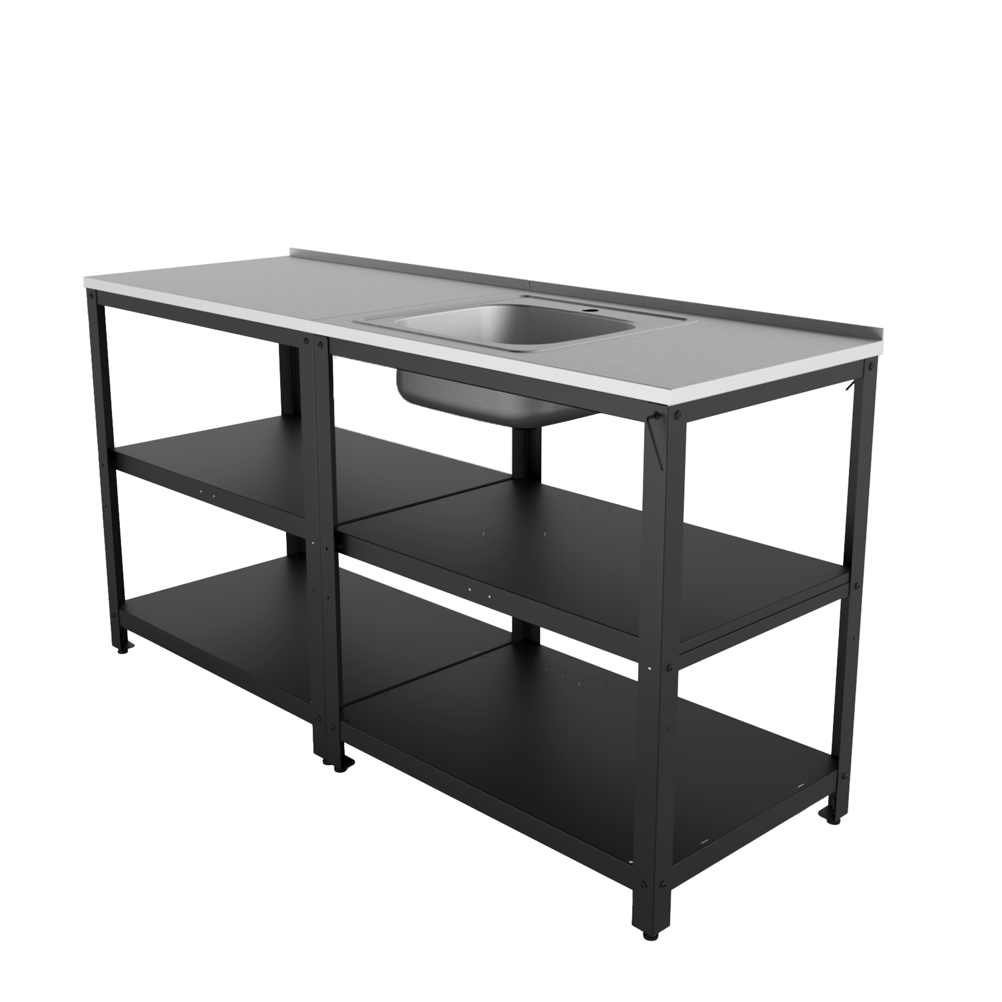 Уличная кухня VERANDA стол и мойка 172х58х92, черный