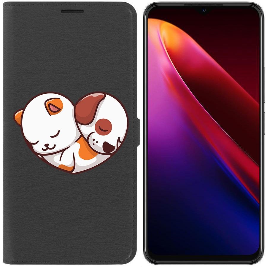 

Чехол-книжка Krutoff Eco Book для Itel S18 Pro Котёнок и Щенок (черный)