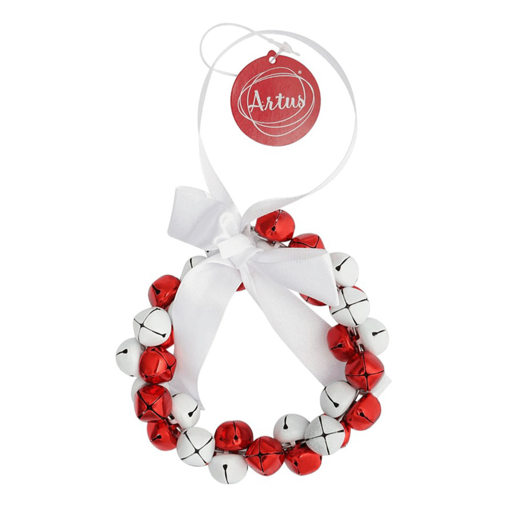 Подвесное украшение новогоднее Artus Бубенцы красное с белым 9 х 9 см 310₽