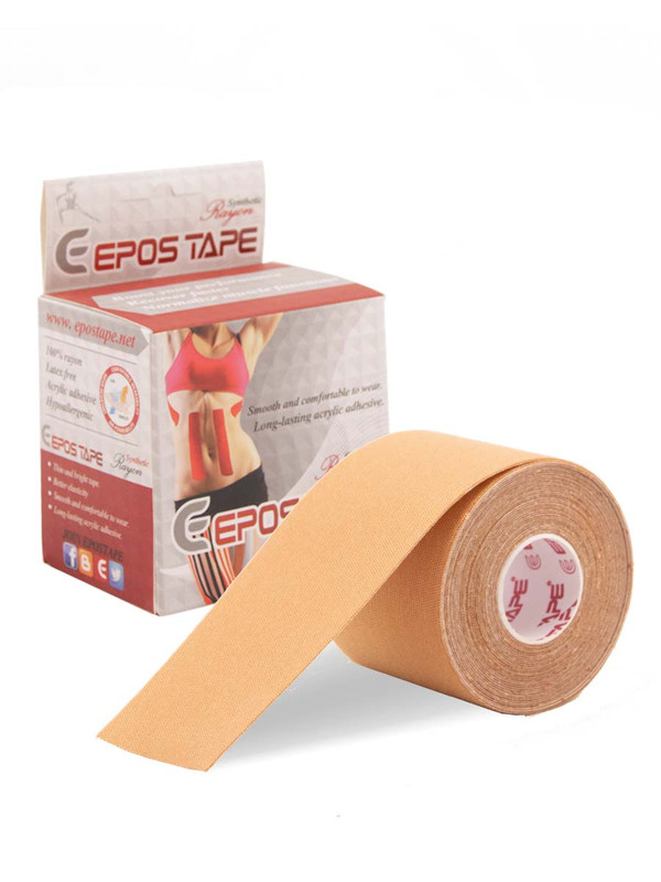 фото Кинезио тейп для лица и тела epos tape rayon 5 см х 5 м, шелк, цвет бежевый