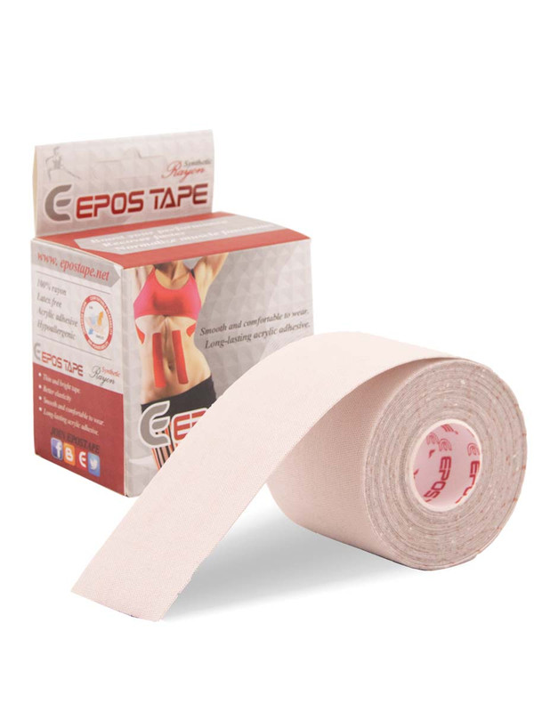 фото Кинезио тейп для лица и тела epos tape rayon 5 см х 5 м, шелк, цвет серебристый