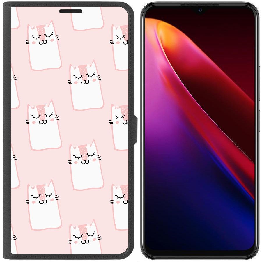 

Чехол-книжка Krutoff Eco Book для Itel S18 Pro Котики паттерн (черный)