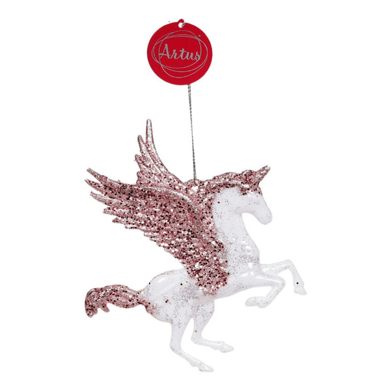 Подвесное украшение новогоднее Artus Единорог с крыльями розовое 15 х 11 см 206₽