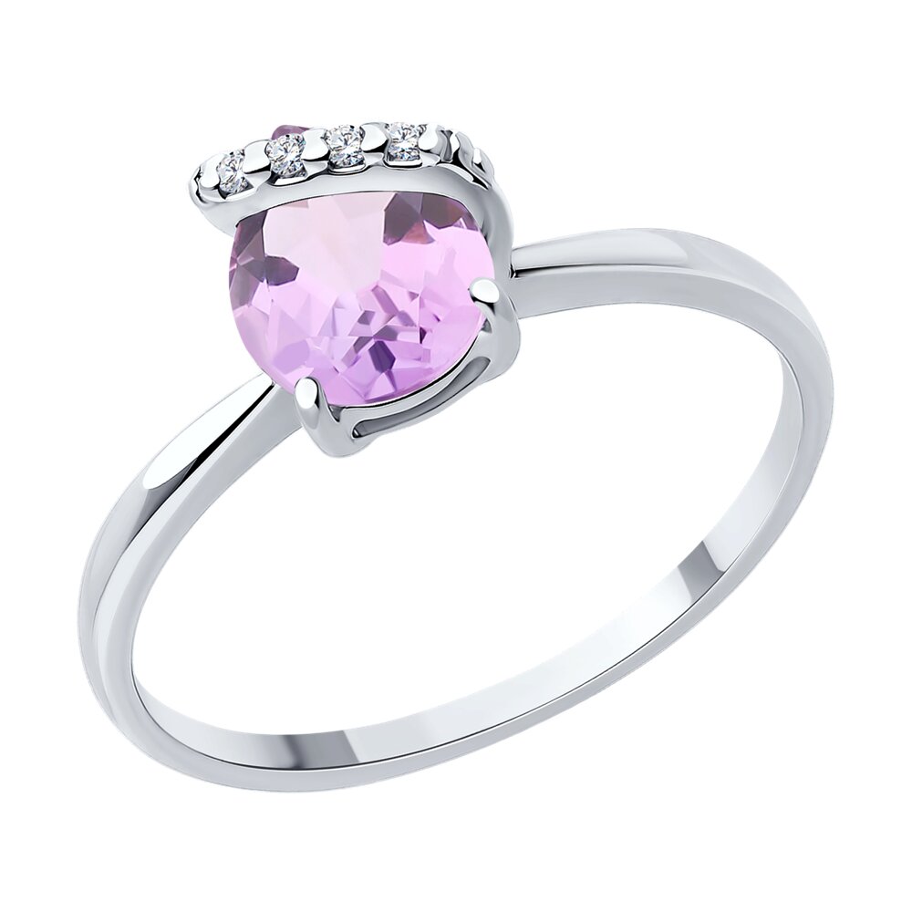 

Кольцо из серебра р. 19 SOKOLOV 92014430, фианит\аметист, 92014430