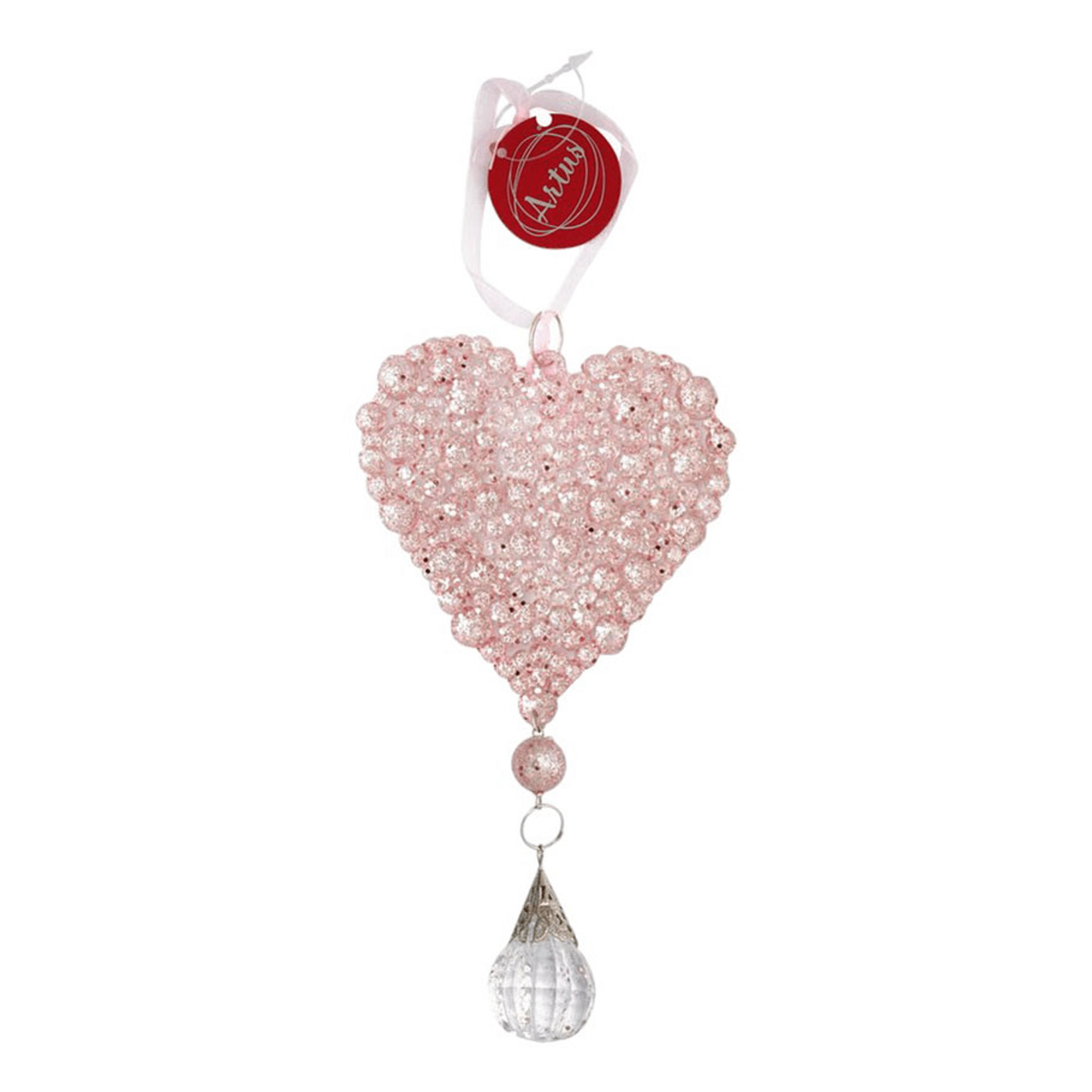 Елочная игрушка Artus Сердце с бантиком розовая 155₽
