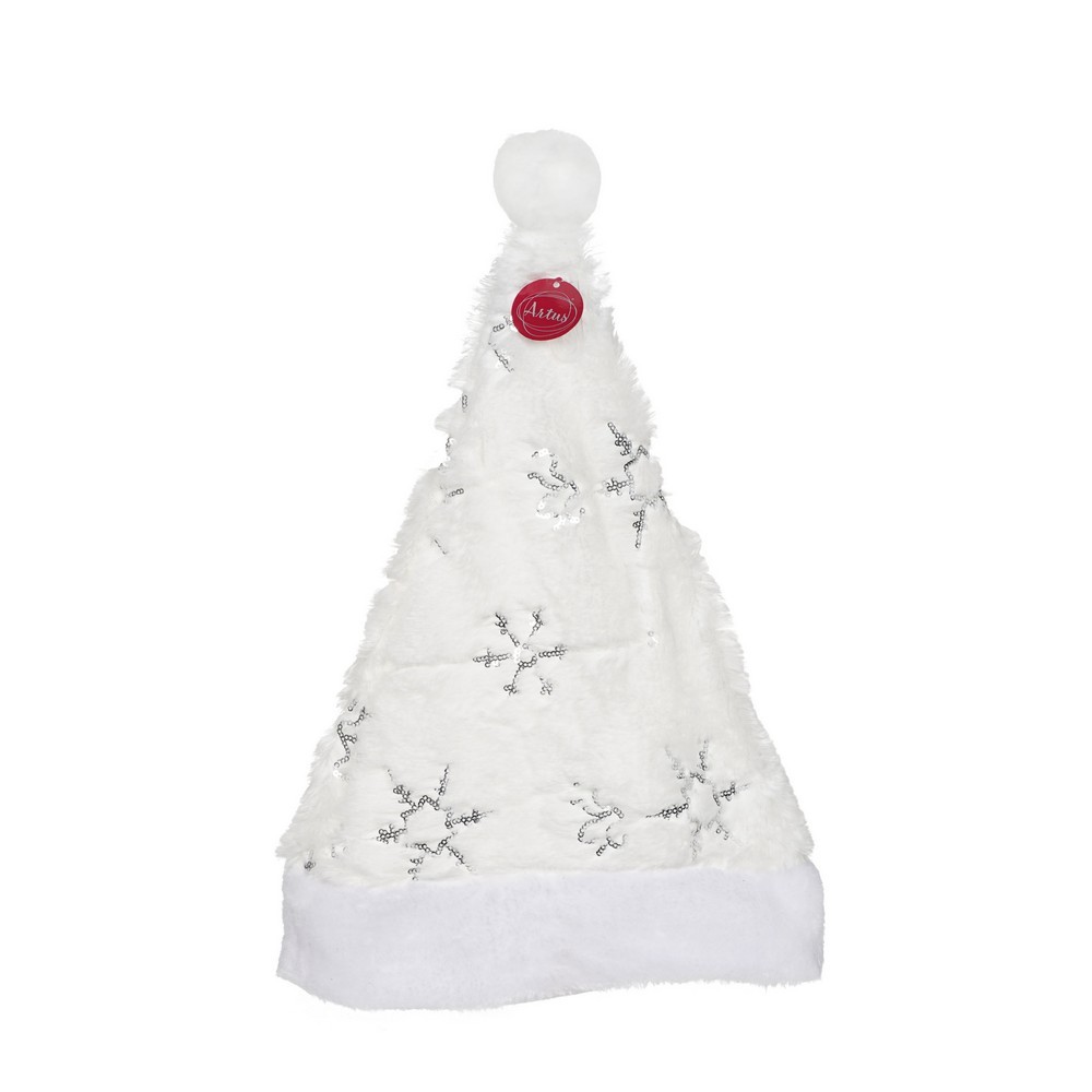 Колпачок Artus Мех со снежинками белый с серебром