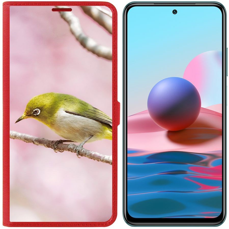 

Чехол-книжка Krutoff Eco Book для Xiaomi Redmi Note 10S Японская белоглазка (красный)
