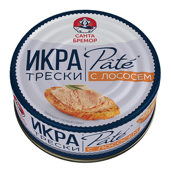 Икра трески Санта Бремор Pate пастеризованная, с лососем, 90 г