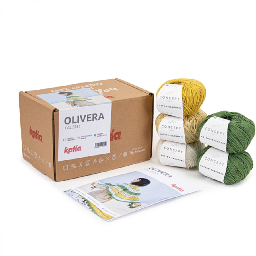 

Набор для вязания шали Cal Olivera Katia 9688.S1, 5 мотков пряжи Cotton Cashemere