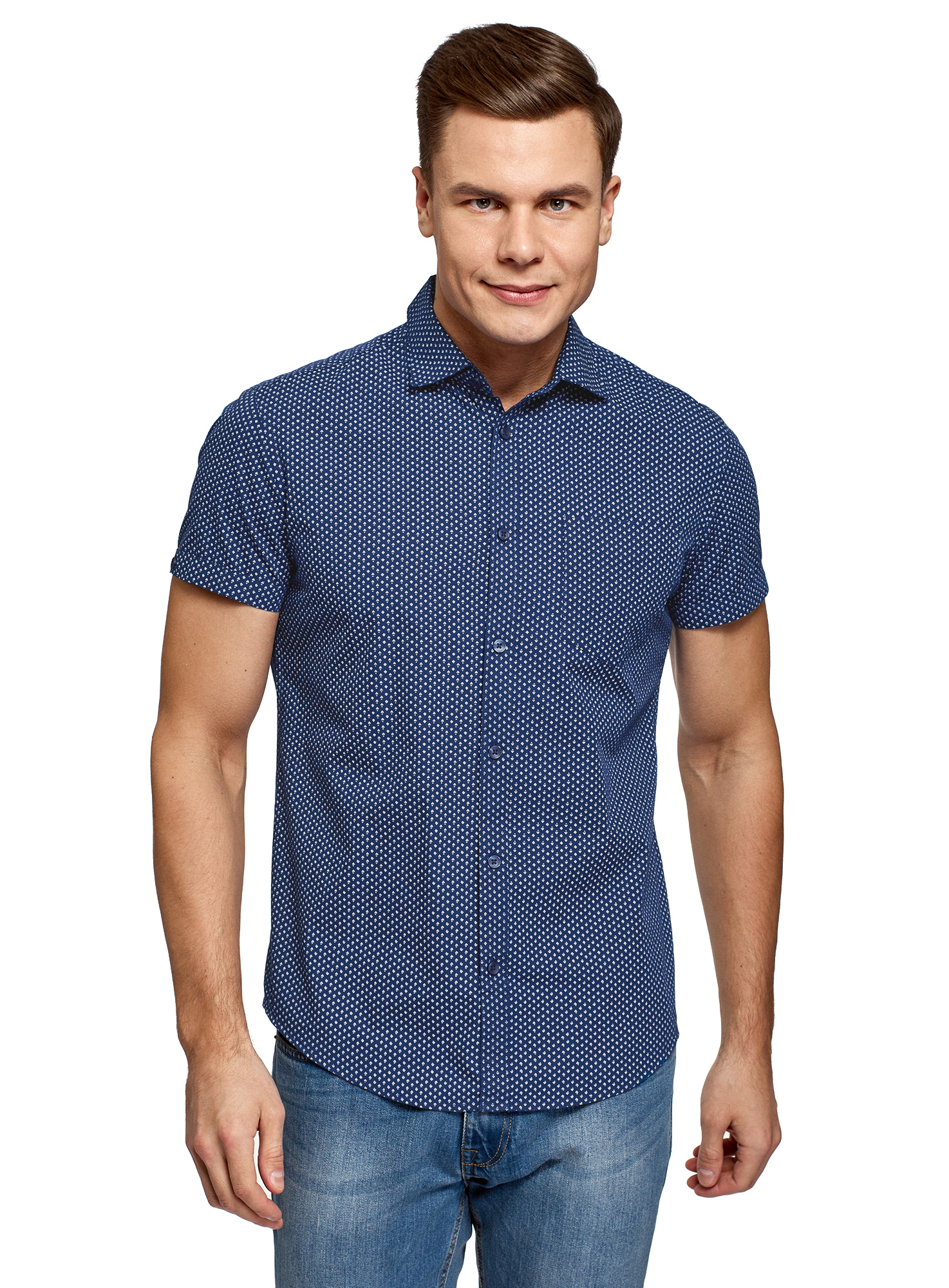 

Рубашка мужская oodji 3L410155M синяя 2XL, 3L410155M
