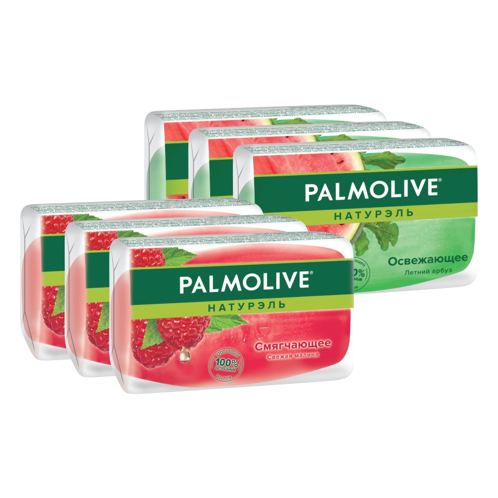 Набор Мыла глицеринового Palmolive Освежающее с арбузом 3 шт и Смягчающее малиновое 3 шт avon набор для женщин малиновое удовольствие