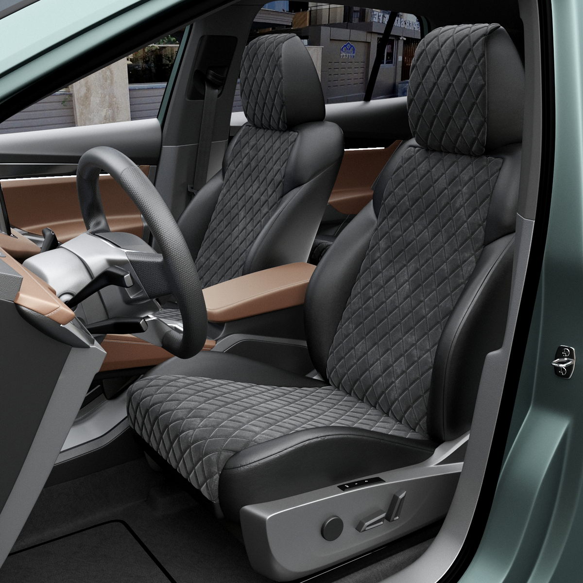 

Чехлы Automobiler 861A-A-629F413 на Фольксваген Transporter T5 Алькантара с ромбом черный, 861