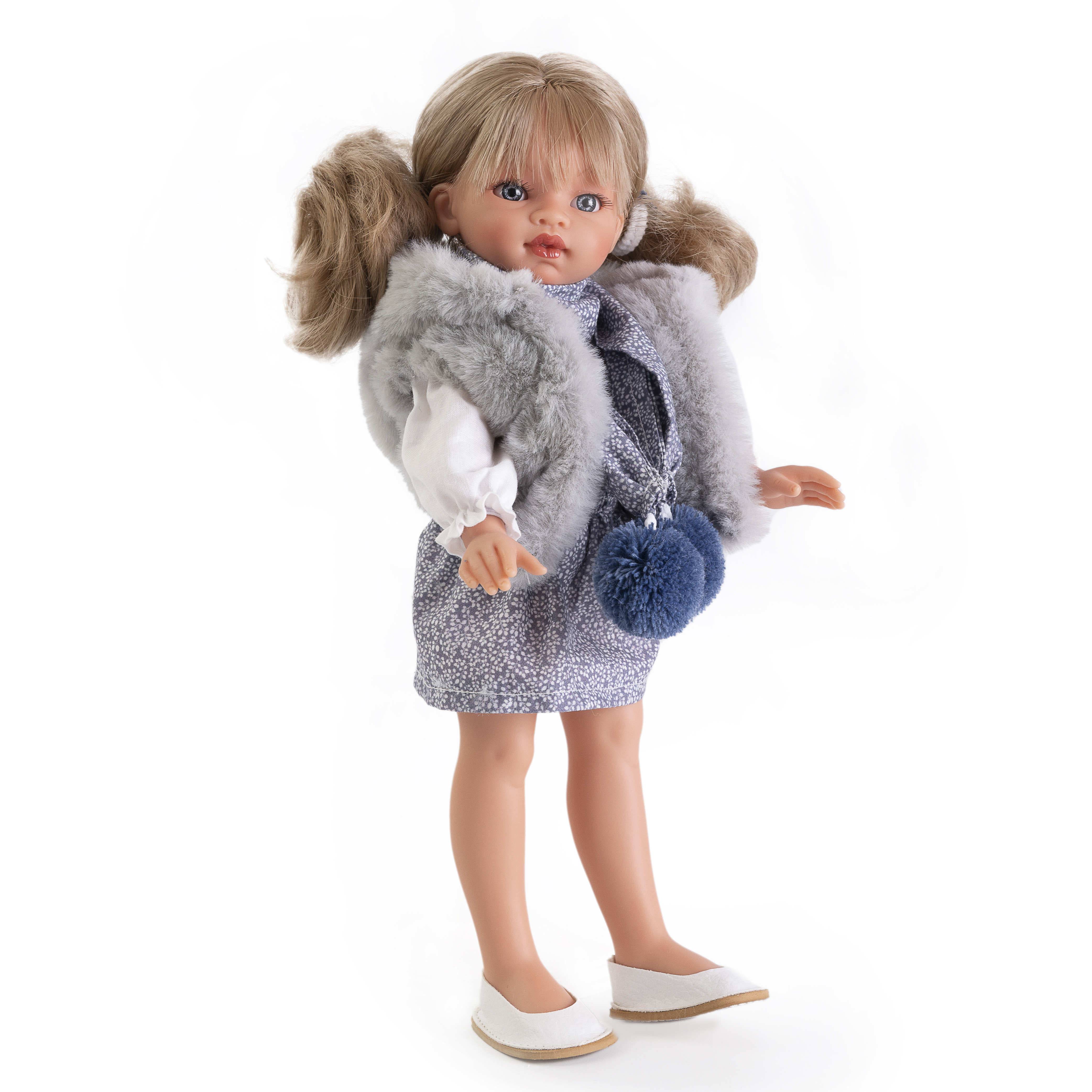 Кукла девочка Antonio Juan Ракель в сером, 33 см, виниловая испанская 25297