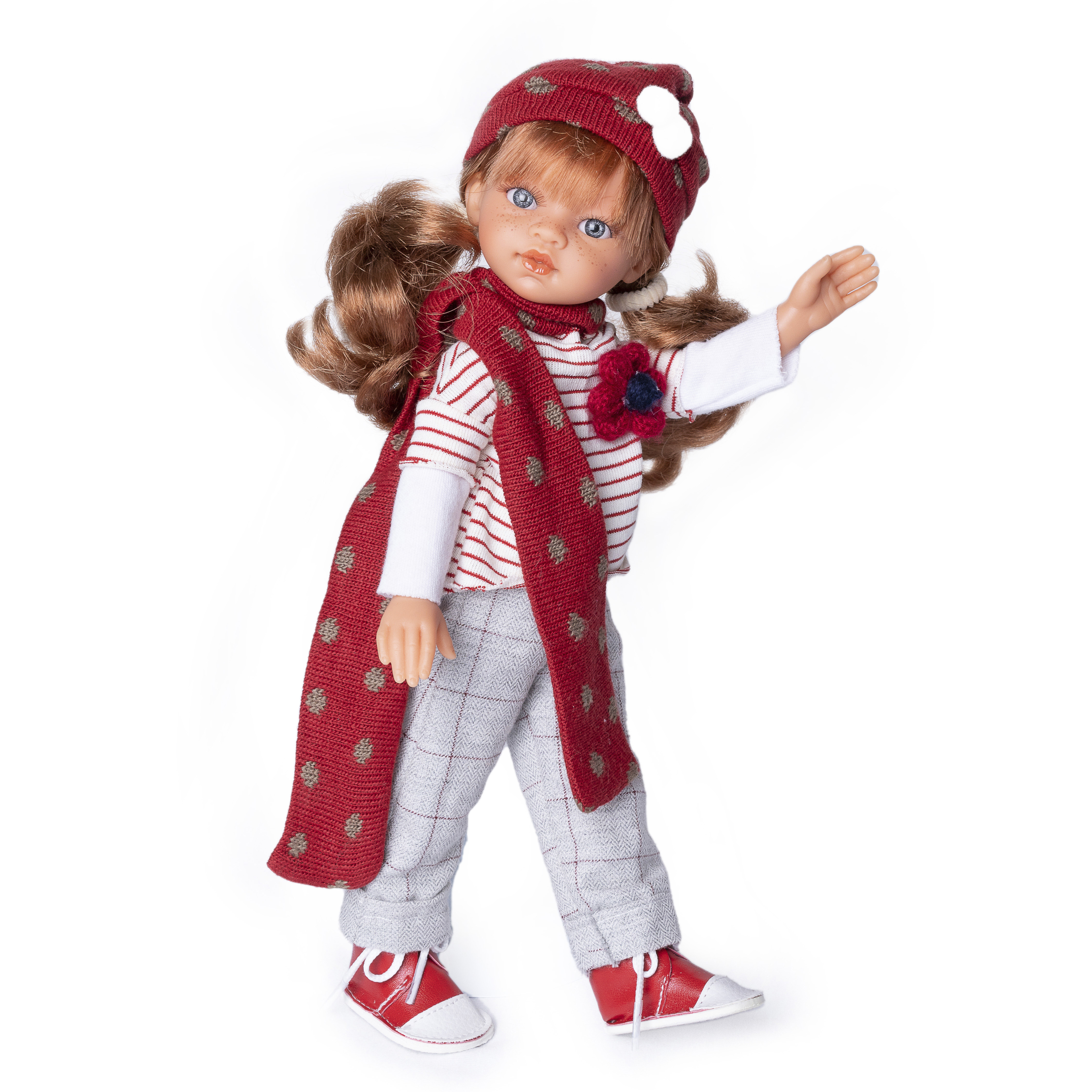 Кукла Antonio Juan Эльвира в красном кэжуал образе, 33 см, виниловая испанская 25298