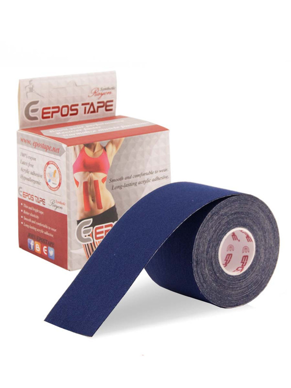 фото Кинезио тейп для лица и тела epos tape rayon 5 см х 5 м, шелк, цвет темно-синий