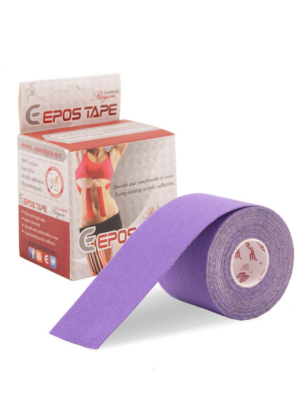 фото Кинезио тейп для лица и тела epos tape rayon 5 см х 5 м, шелк, цвет фиолетовый