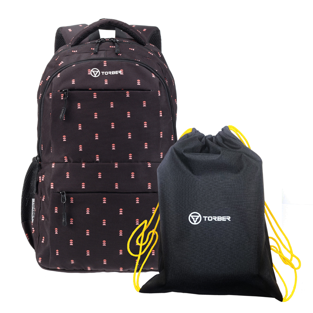 Школьный рюкзак Torber CLASS X черный с мешком для сменной обуви, T2602-22-BLK-M