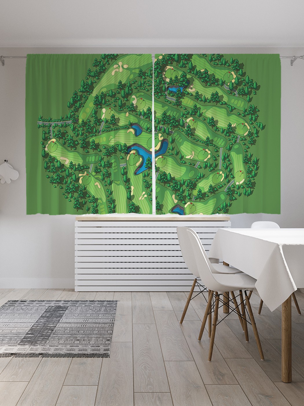 

Классические шторы JoyArty "Участок поля для гольфа", Oxford DeLux, 2 полотна 145x180 см, Участок поля для гольфа