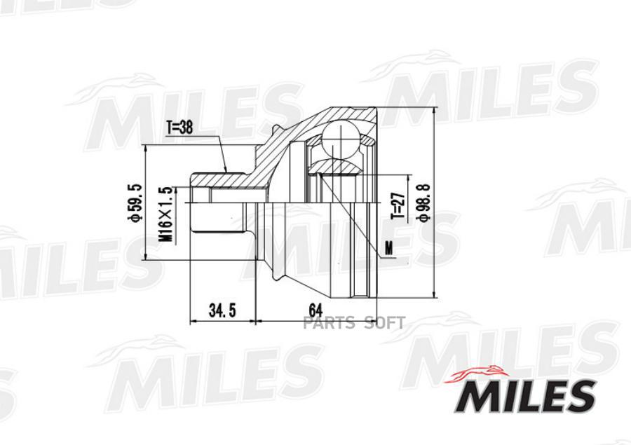 

Шрус Miles Ga20040 Шрус Audi A6/A8 2.0td-3.2 04- Нар.(Abs) Miles арт. GA20040