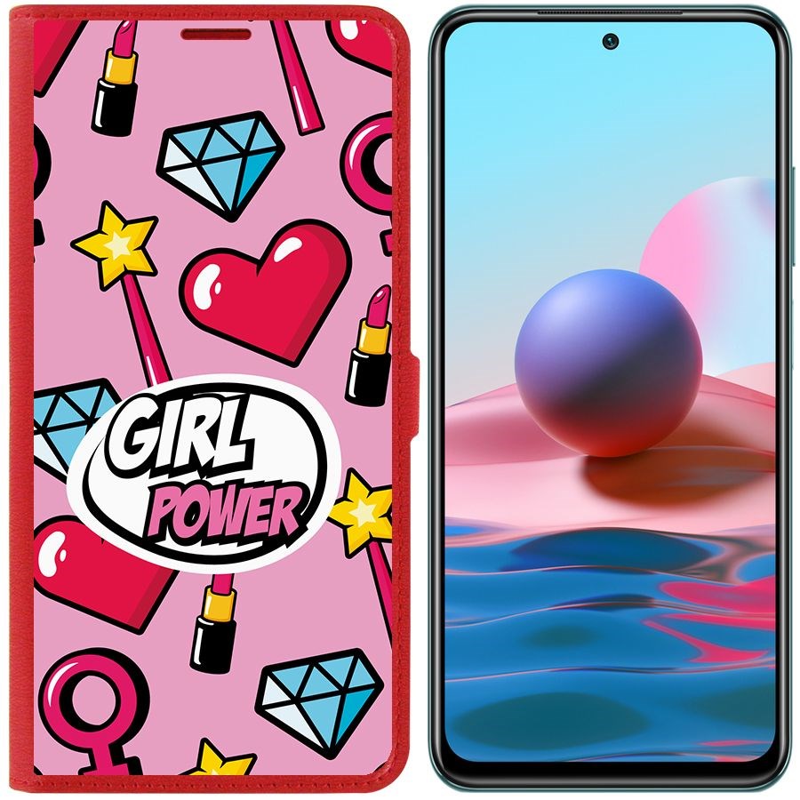 

Чехол-книжка Krutoff Eco Book для Xiaomi Redmi Note 10S Girl Power (красный)