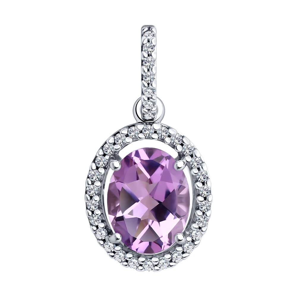 

Подвеска из серебра Diamant 94-330-01999-2, фианит\аметист, 94-330-01999-2