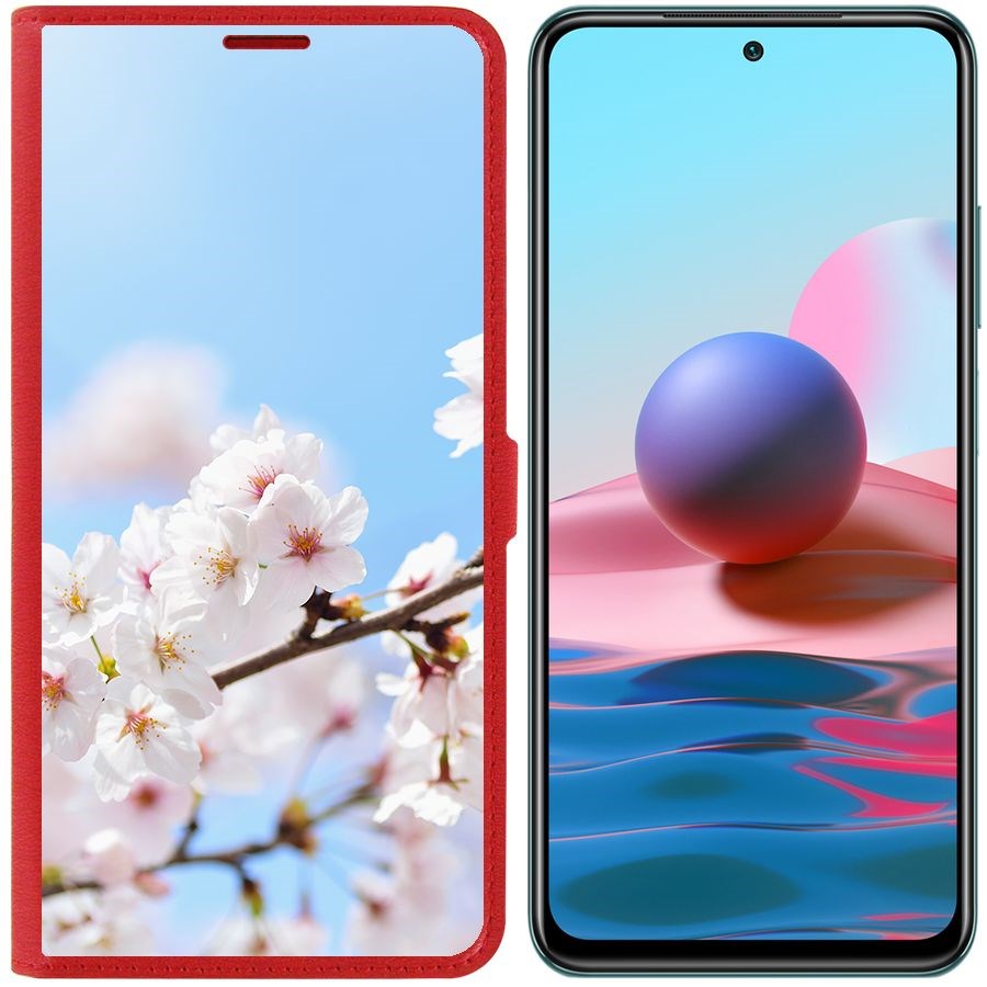 

Чехол-книжка Krutoff Eco Book для Xiaomi Redmi Note 10 Цветение (красный)