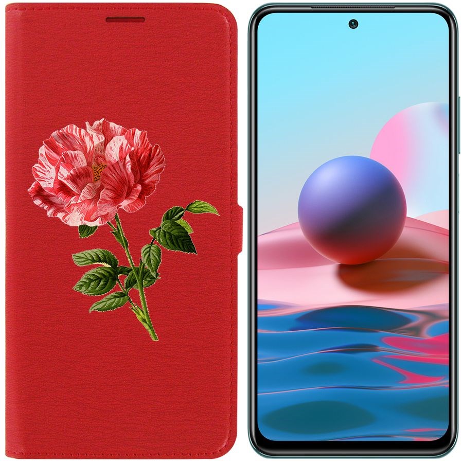 

Чехол-книжка Krutoff Eco Book для Xiaomi Redmi Note 10 Рисованная роза (красный)