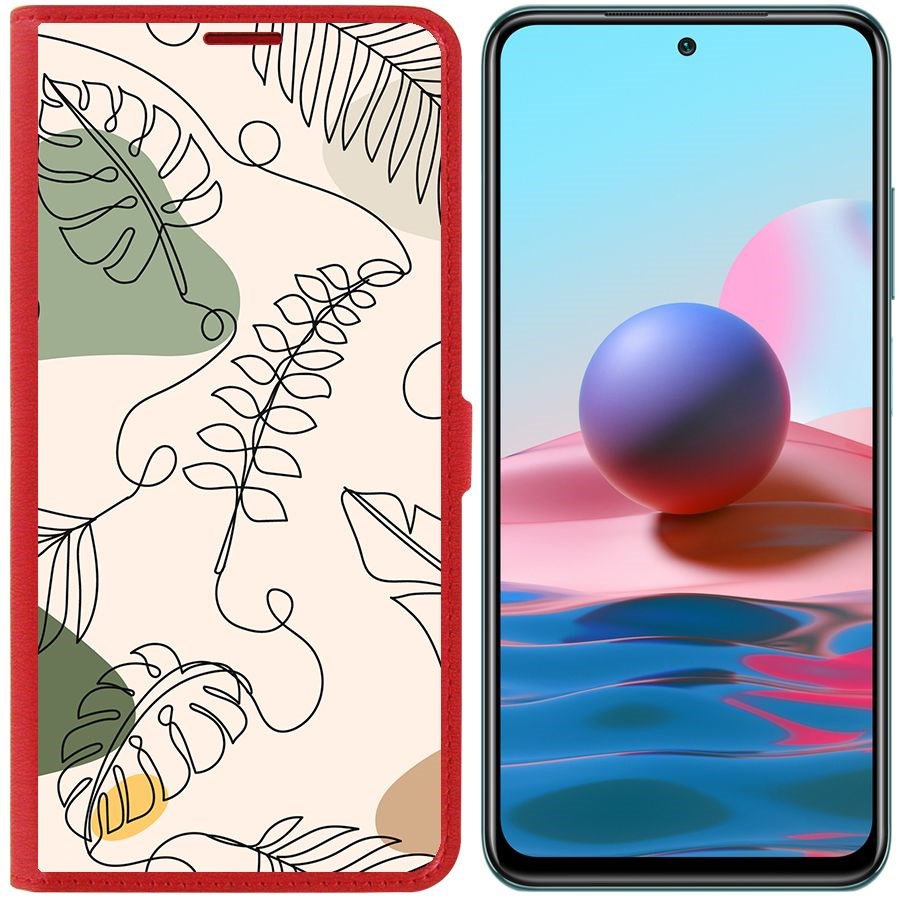 

Чехол-книжка Krutoff Eco Book для Xiaomi Redmi Note 10 Линия весны (красный)