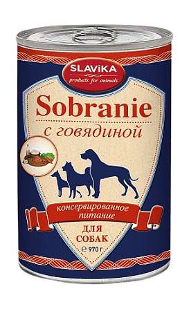 

Консервы для собак SLAVIKA SOBRANIE, с говядиной, 6шт по 970г