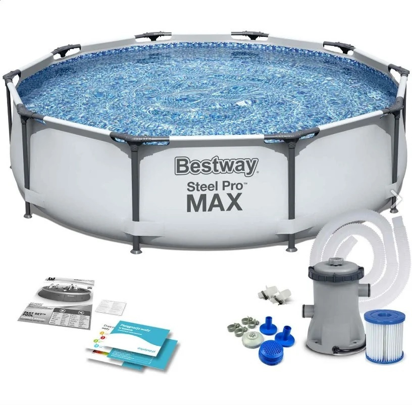 фото Бассейн bestway каркасный steel pro max 305х76см 4678л 56408, фильтр-насос 1249 л/ч