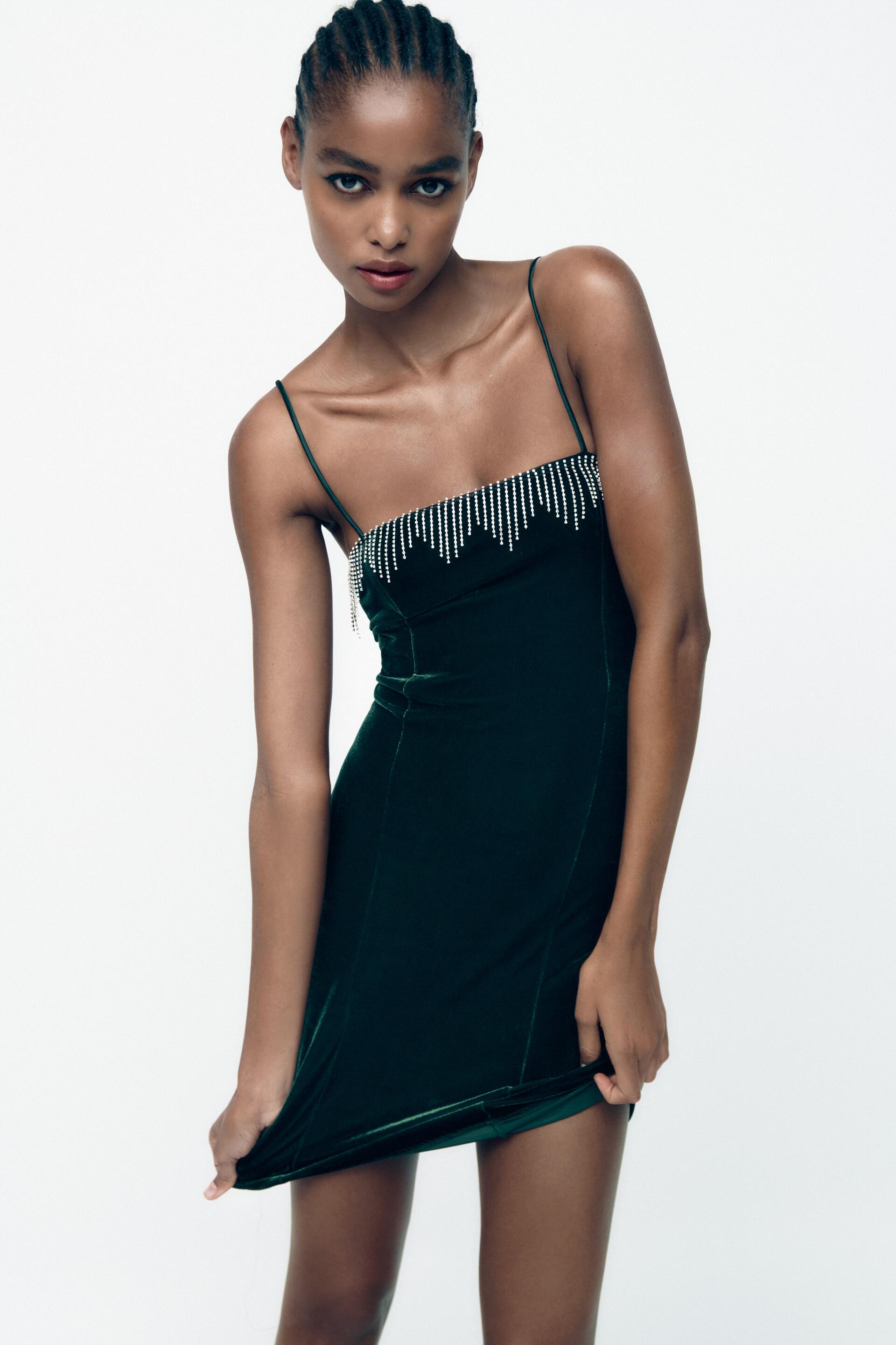 

Платье женское ZARA 00387192 зеленое XL (доставка из-за рубежа), 00387192