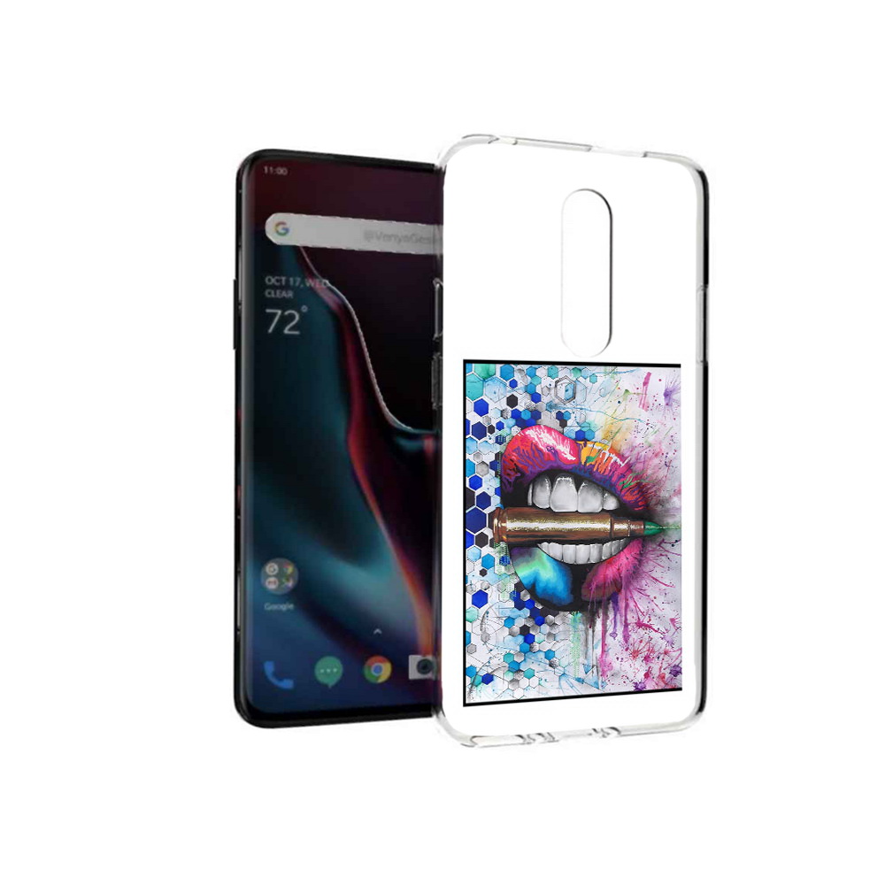 

Чехол MyPads Tocco для OnePlus 7 Pro разноцветные губы с пулей (PT139735.130.571), Прозрачный, Tocco
