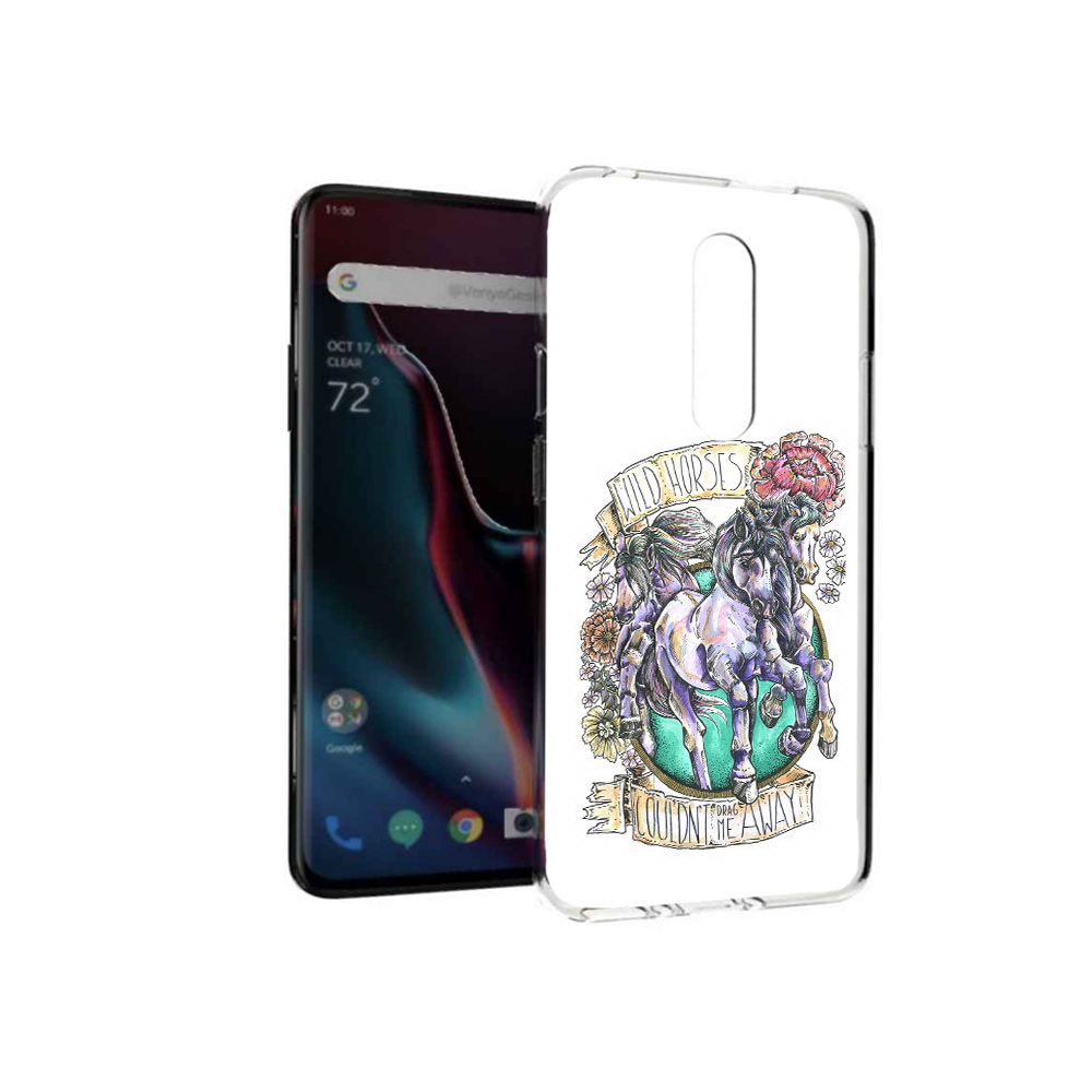 

Чехол MyPads Tocco для OnePlus 7 Pro рисунок коней в цветах (PT139735.130.582), Прозрачный, Tocco