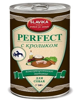 Консервы для собак SLAVIKA PERFECT, с кроликом, 12 шт по 340 г