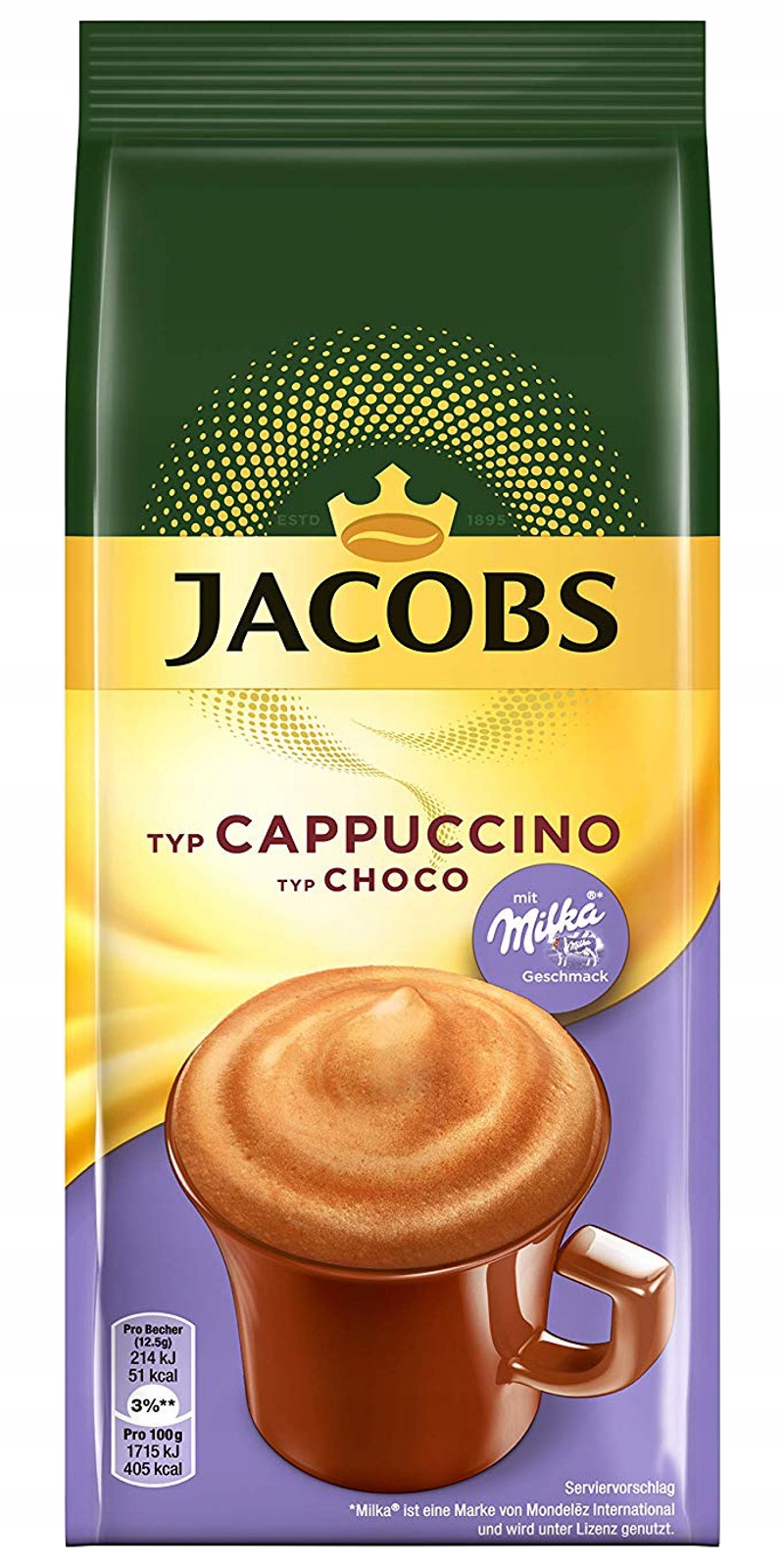 Кофе растворимый Jacobs Cappuccino Choco Milka, 500 г