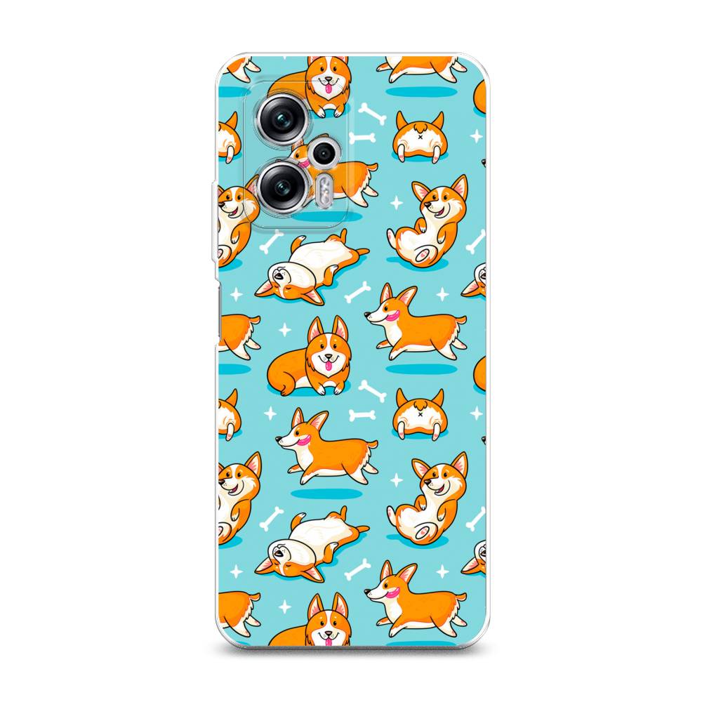 фото Силиконовый чехол "веселые корги" на xiaomi redmi note 11t pro awog