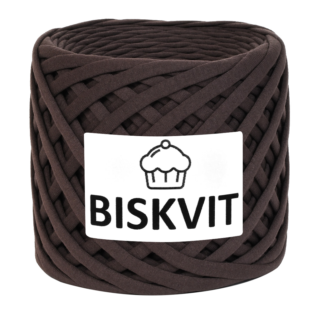 

Трикотажная пряжа для вязания BISKVIT Шоколад, 100% хлопок, 7-9мм, 100м, Коричневый, BISKVIT