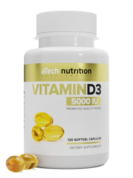 Купить Витамин D3 aТech Nutrition 5000 МЕ гелевые капсулы 120 шт., aTech Nutrition