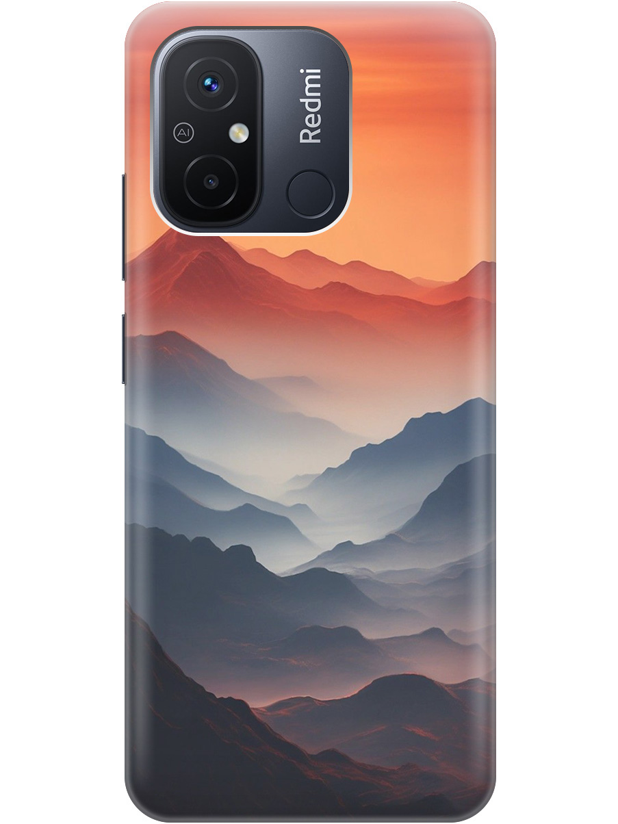 

Силиконовый чехол на Xiaomi Redmi 12C с принтом "Луна над горами", 766734810