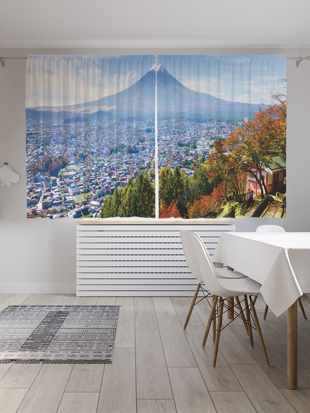 фото Классические шторы joyarty "вид на фудзияму", серия oxford delux, 2 полотна 145x180 см
