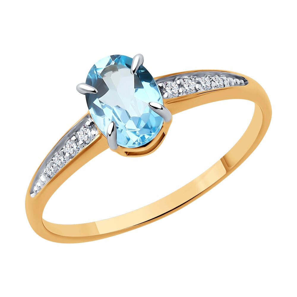 

Кольцо из золота р. 17,5 Diamant 51-310-01933-5, фианит\топаз, 51-310-01933-5