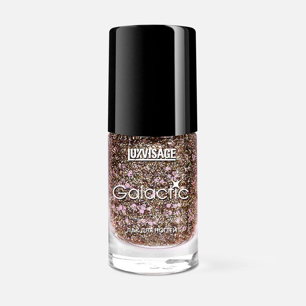 

Лак для ногтей Luxvisage Galactic с глиттером №221, 9 г, Розовый;золотистый