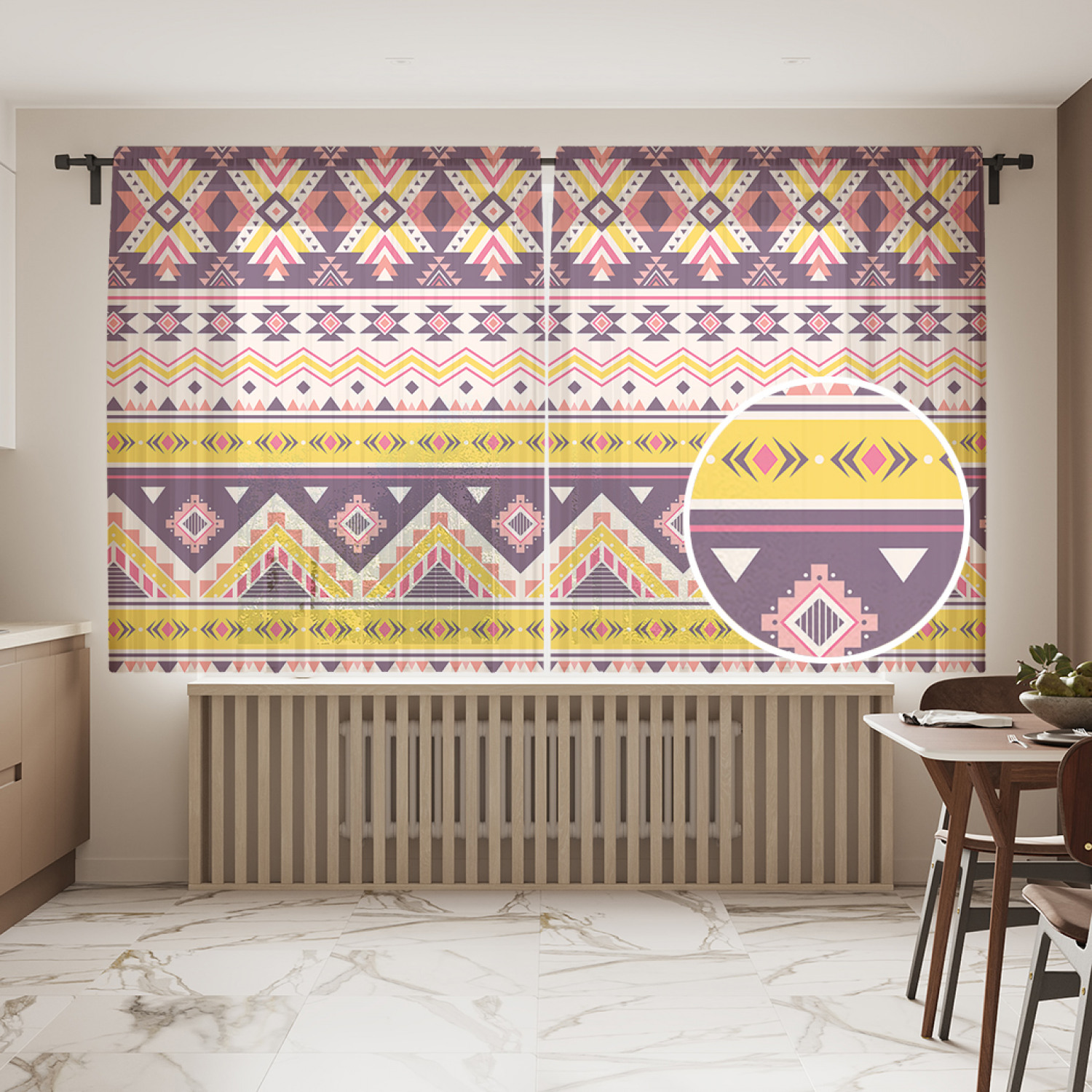 

Шторы и тюль JoyArty Palermo 70х140 2 шт tul_413937_145x180, Пестрый этнический орнамент