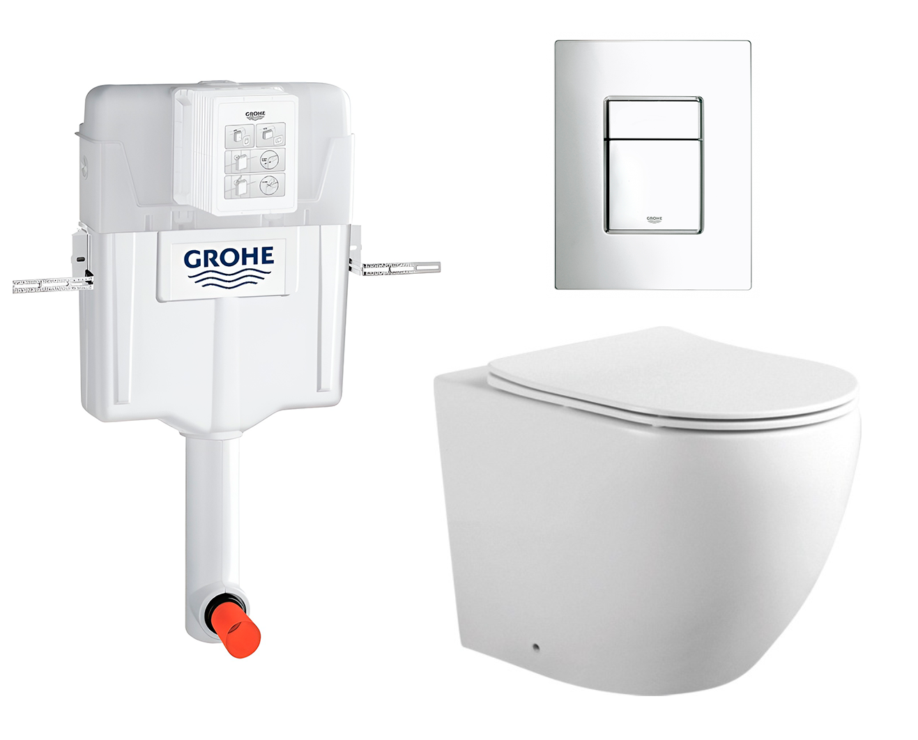 

Комплект: смывной бачок Grohe + унитаз Европа + кнопка хром