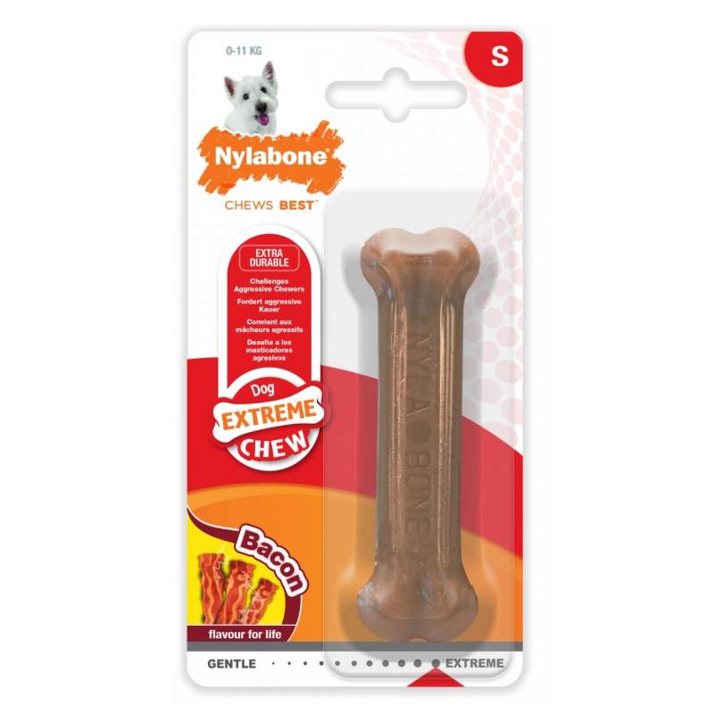 фото Жевательная игрушка для собак nylabone косточка экстра жесткая с ароматом бекона s