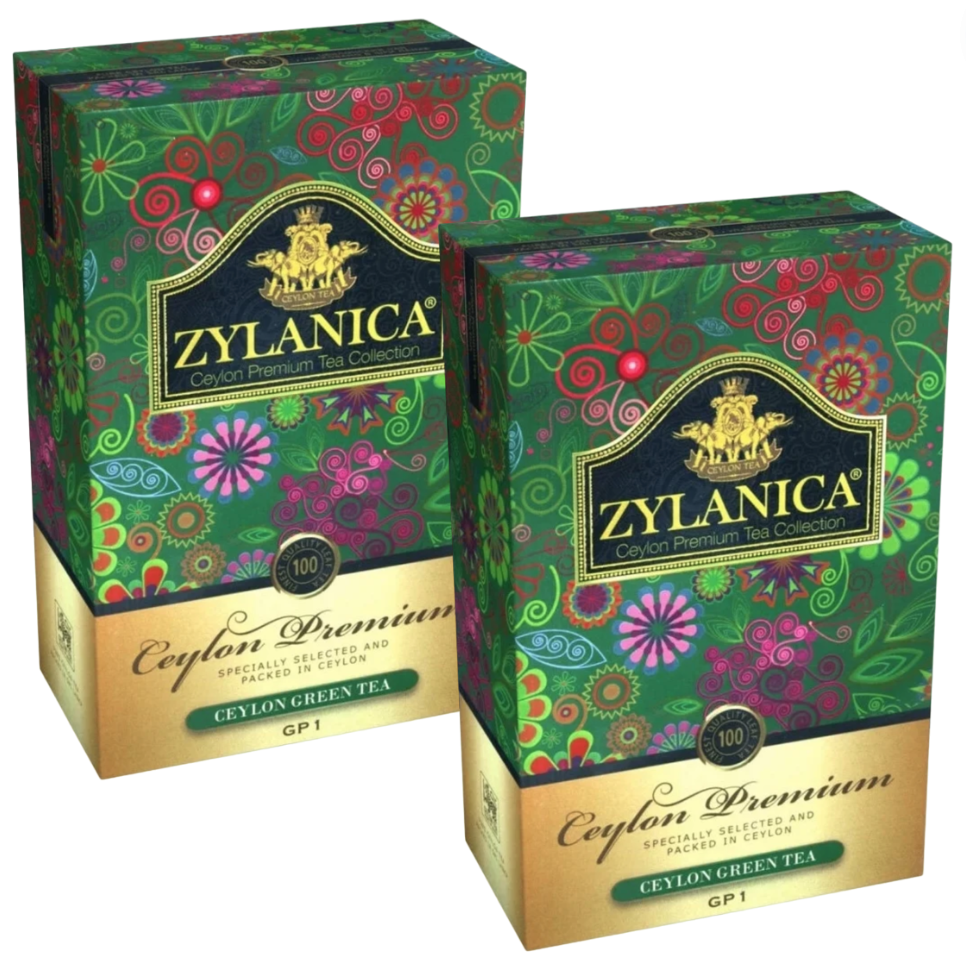 Чай зеленый zylanica ceylon premium collection 100 грамм 2 штуки