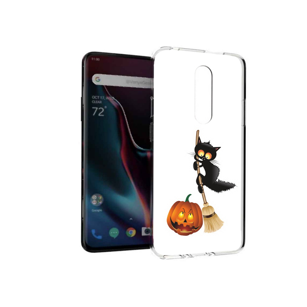 

Чехол MyPads Tocco для OnePlus 7 Pro хэлуинский котик (PT139735.130.667), Прозрачный, Tocco